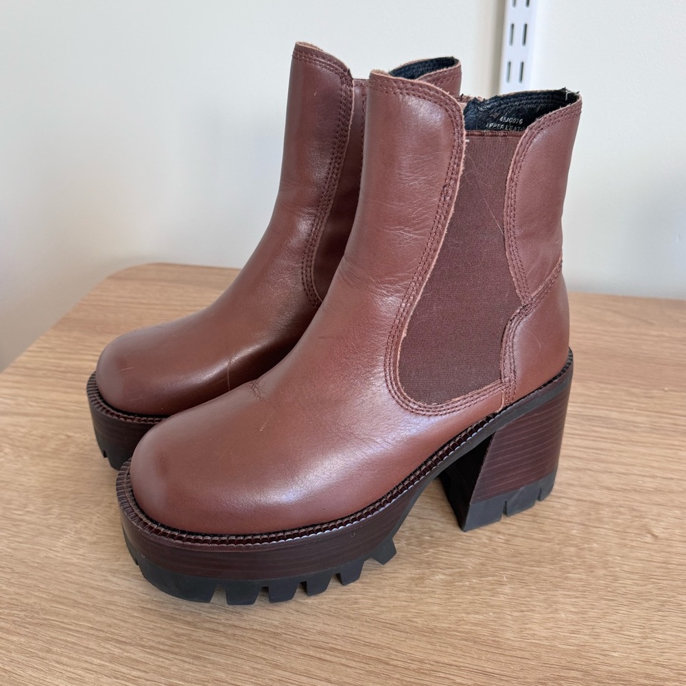 Jeffrey Campbell x Free People Preston Boots in brown leather size 7